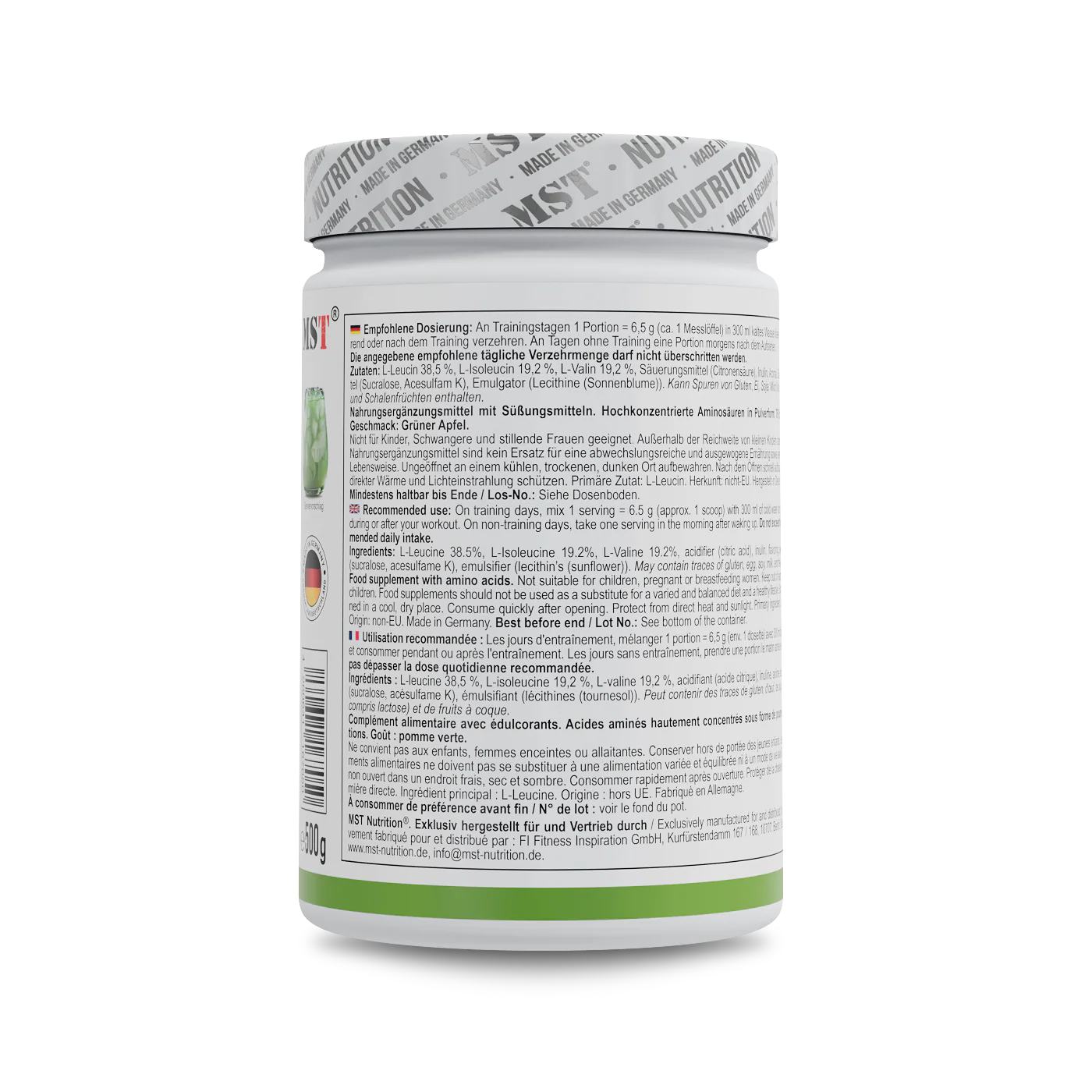 MST BCAA Zero 500 g Green Apple - Image 3