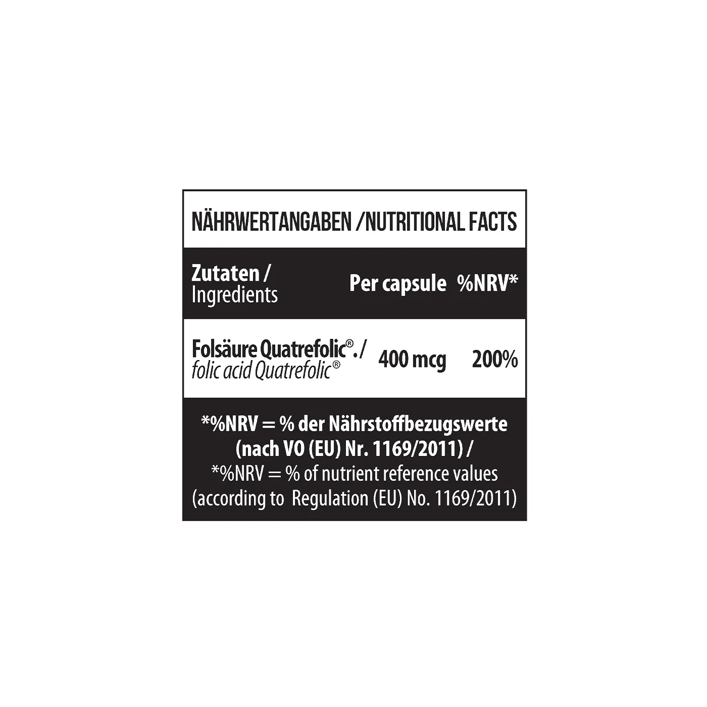 FOLATE 400 Quatrefolic® (folic acid (5-mthf)) 180 Caps - Image 2
